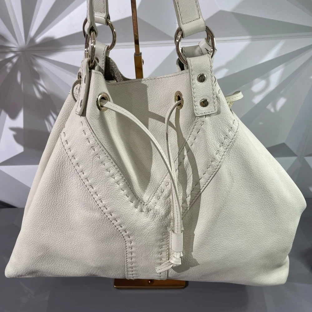 Yves Saint Laurent Vintage Pebbled Drawstring Leather Rive Gauche Handbag- Tote - Picture 3 of 9